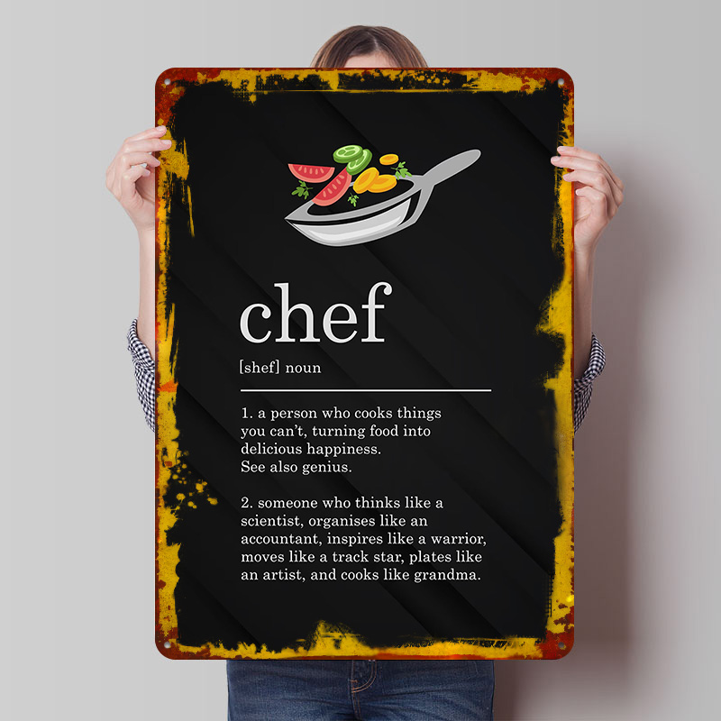 Home Cooking Definition - Komik Şef Tanımı Aşçı Teneke Posteri