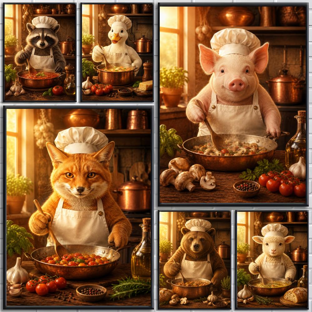 Home Cooking Definition - Komik Hayvan Şef Mutfak Pişirme Fırını