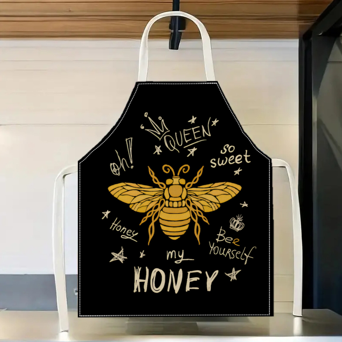 Home Cooking Queen - Kraliçe Arı Balı Önlüğü Keten Pamuk